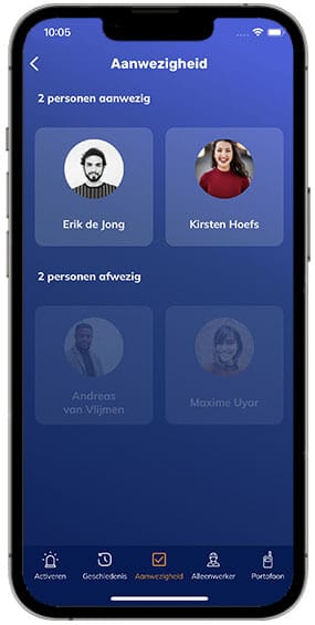Aanwezigheid App 2022 NL 282 565 Registratie aanwezigheid