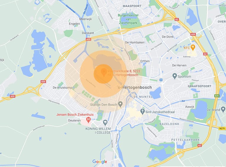Afstandsbepaling postcode NL 765 565 distance determination