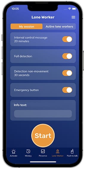 Lone worker App 2022 EN 282 565 lone worker Alarm button