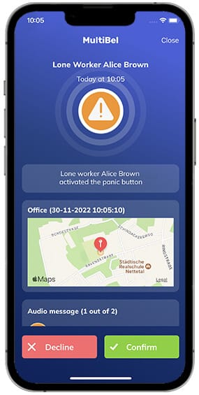 Panic Button App 2022 EN 282 565 Panic button activated